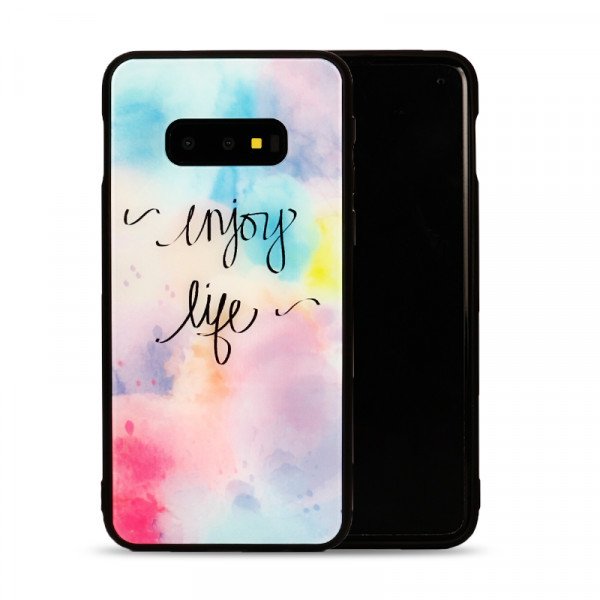 Wholesale Galaxy S10e Design Tempered Glass Hybrid Case (Enjoy Life)